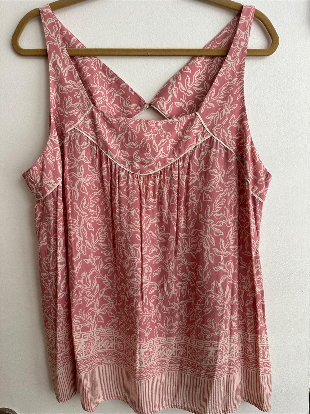 Anthropologie Maeve Pink Floral Border-Print Tank Top (size XL)